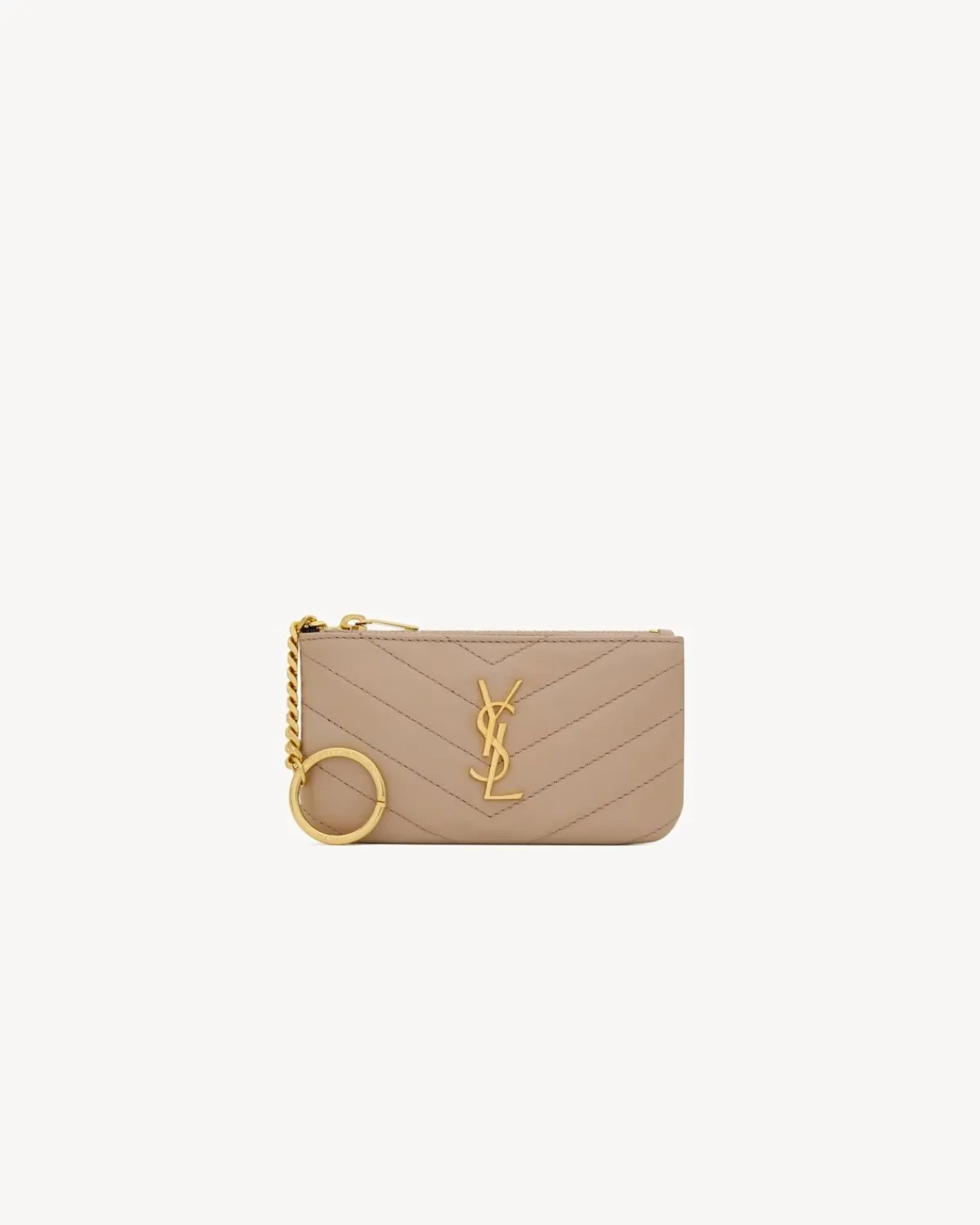 Saint Laurent Cases And Holders-CASSANDRE MATELASSÉ key pouch in smooth leather DARKBEIGE