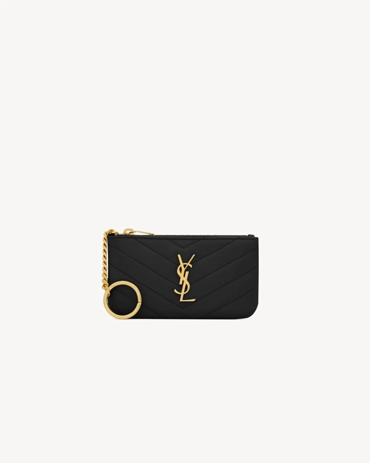 Saint Laurent Cases And Holders-CASSANDRE MATELASSÉ key pouch in smooth leather BLACK