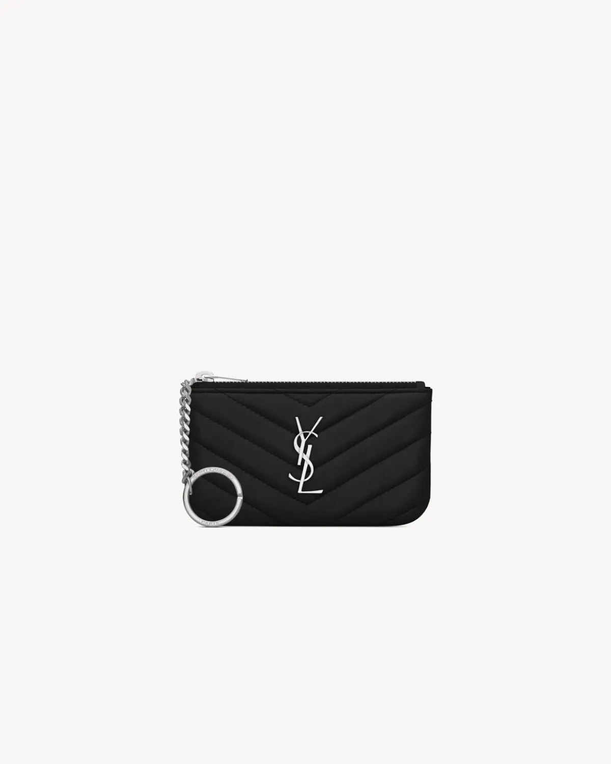 Saint Laurent Cases And Holders-CASSANDRE MATELASSÉ key pouch IN smooth LEATHER BLACK