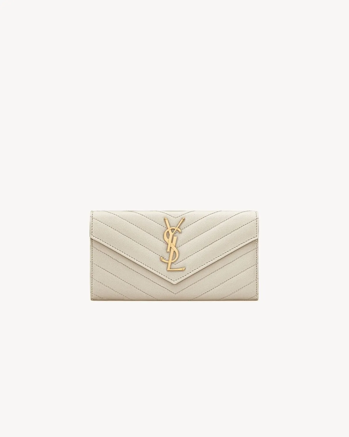 Saint Laurent Wallets-CASSANDRE MATELASSÉ LARGE FLAP WALLET IN GRAIN DE POUDRE LEATHER BLANCVINTAGE