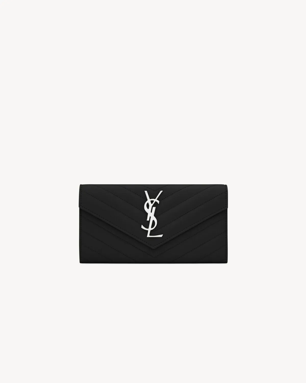 Saint Laurent Wallets-CASSANDRE MATELASSÉ large flap wallet in grain de poudre leather BLACK