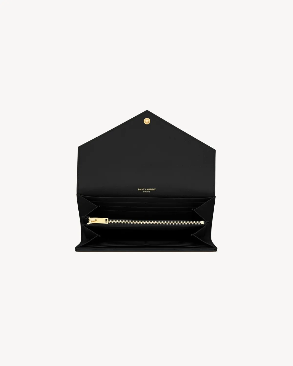 Saint Laurent Wallets-CASSANDRE MATELASSÉ LARGE FLAP WALLET IN GRAIN DE POUDRE LEATHER BLACK