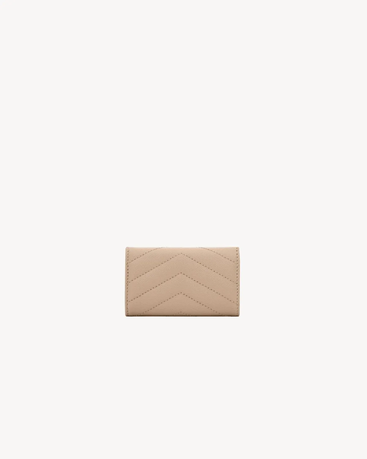 Saint Laurent Cases And Holders-Cassandre matelassé slim key case in grain de poudre leather DARKBEIGE