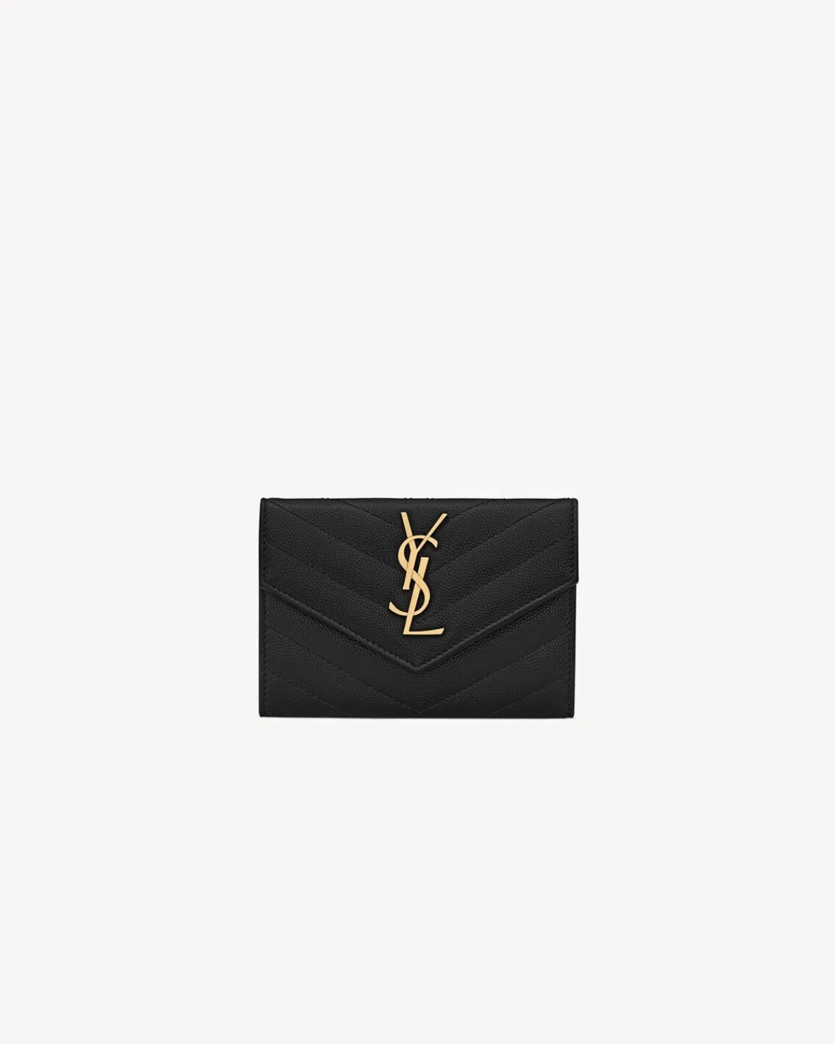 Saint Laurent Wallets-CASSANDRE MATELASSÉ small envelope wallet in grain de poudre leather NOIR