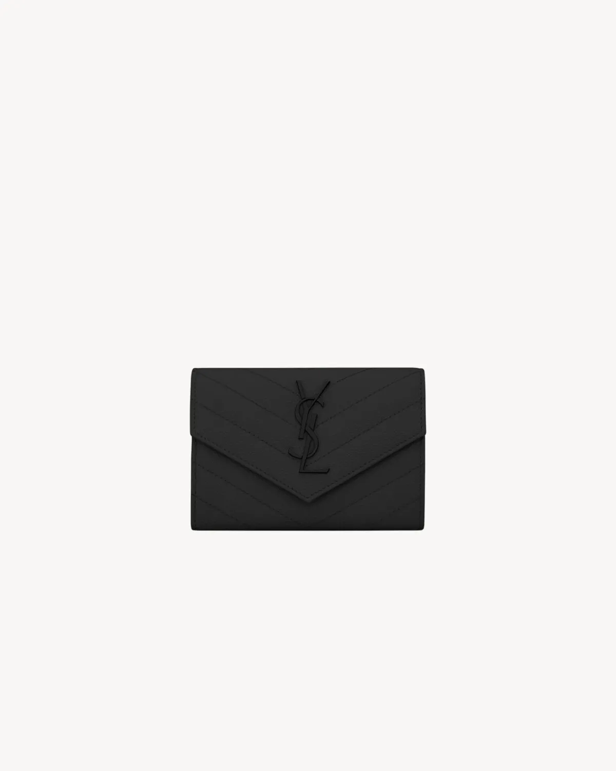 Saint Laurent Wallets-CASSANDRE MATELASSÉ small envelope wallet in grain de poudre leather BLACK