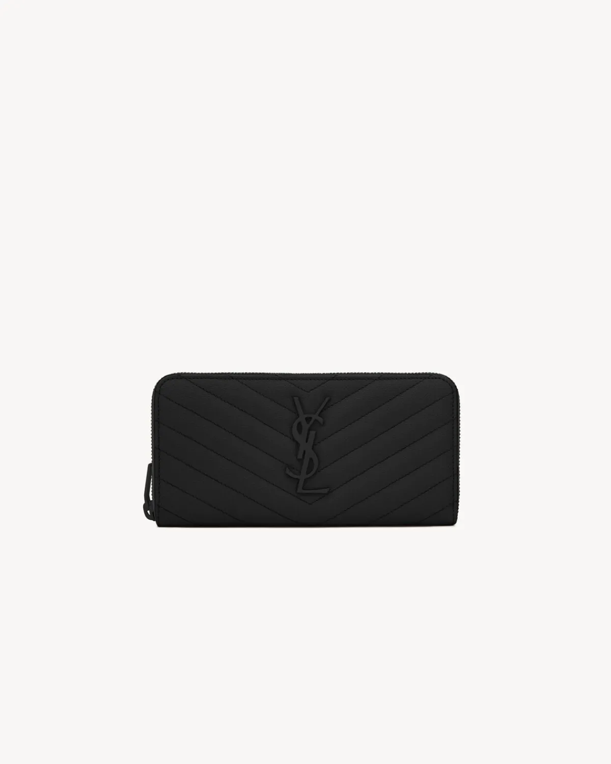 Saint Laurent Wallets-CASSANDRE MATELASSÉ ZIP AROUND WALLET IN GRAIN DE POUDRE LEATHER BLACK