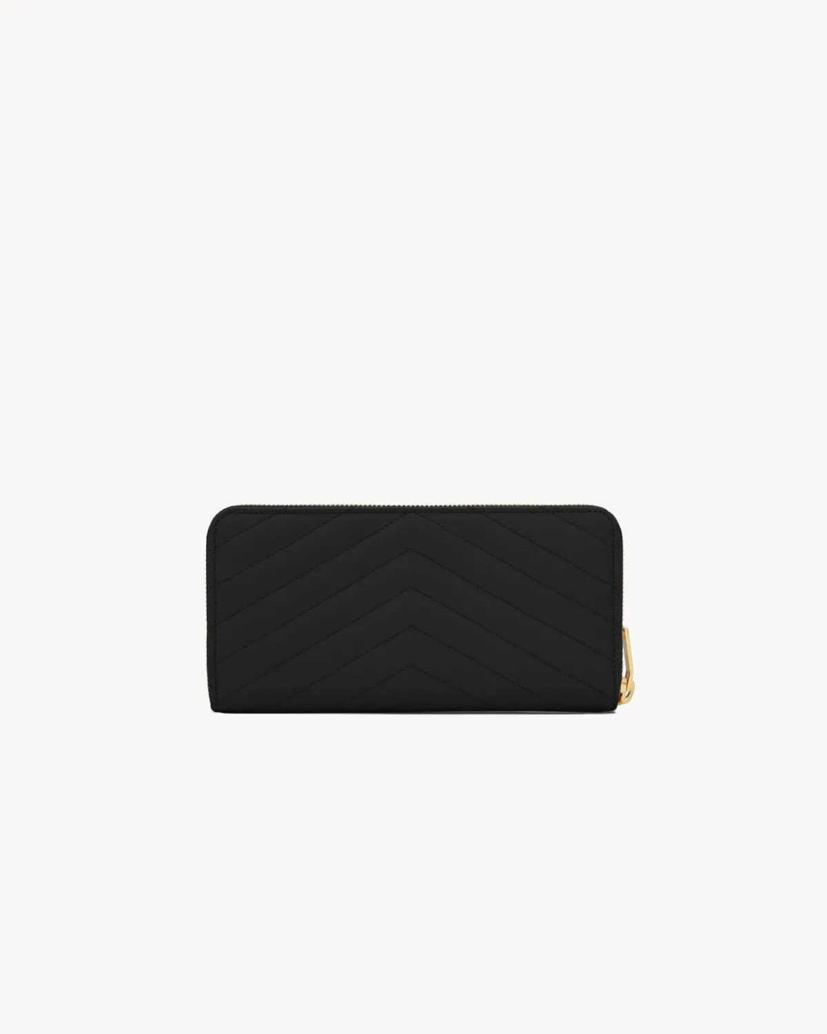Saint Laurent Wallets-CASSANDRE MATELASSÉ ZIP AROUND WALLET IN GRAIN DE POUDRE LEATHER BLACK