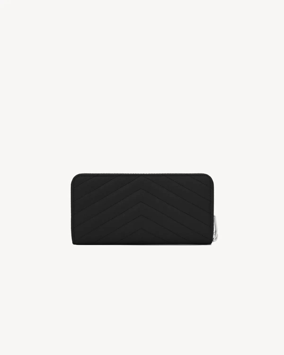 Saint Laurent Wallets-CASSANDRE MATELASSÉ ZIP AROUND WALLET IN GRAIN DE POUDRE LEATHER BLACK