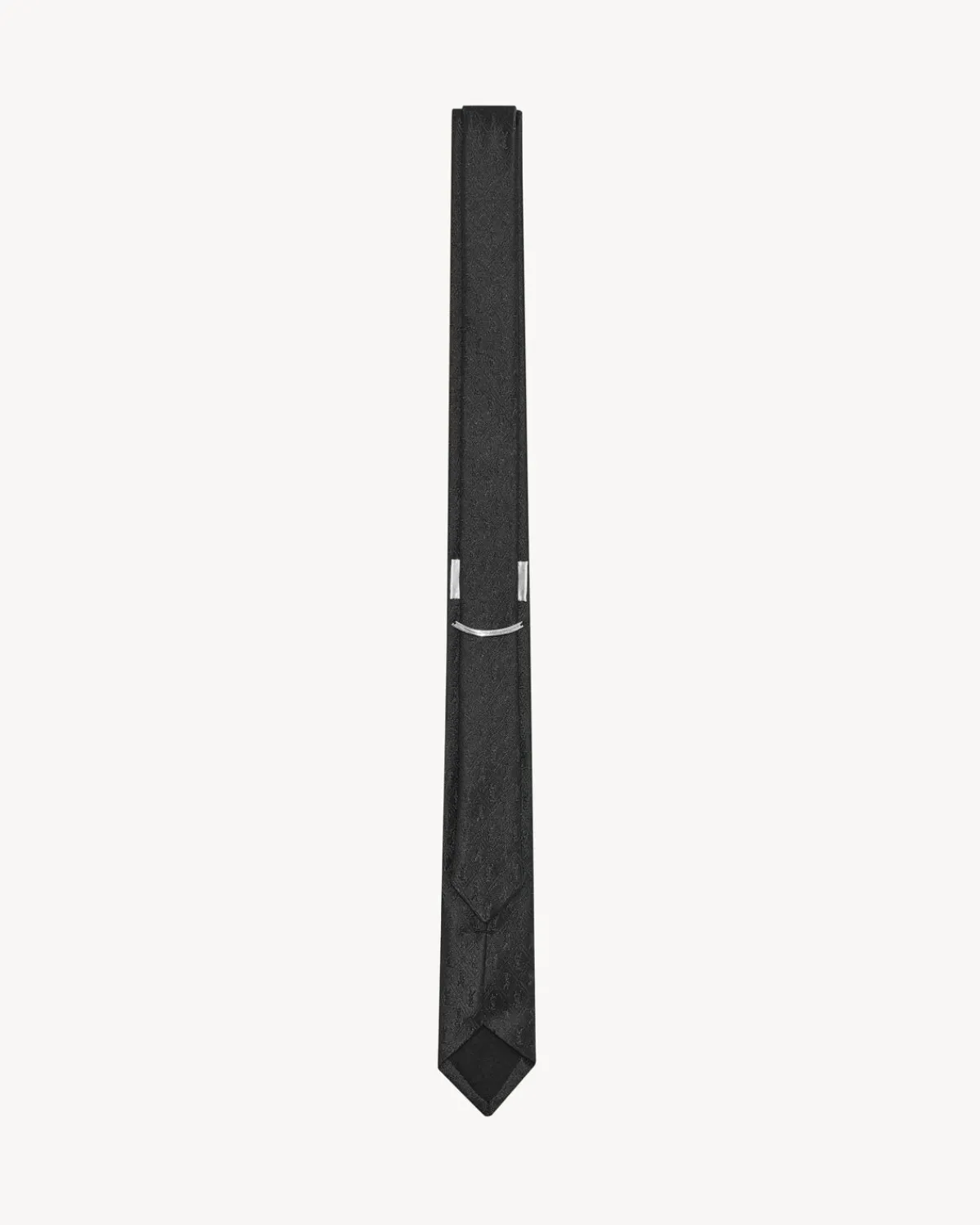 Saint Laurent Other Accessories-CASSANDRE narrow tie in silk jacquard BLACK