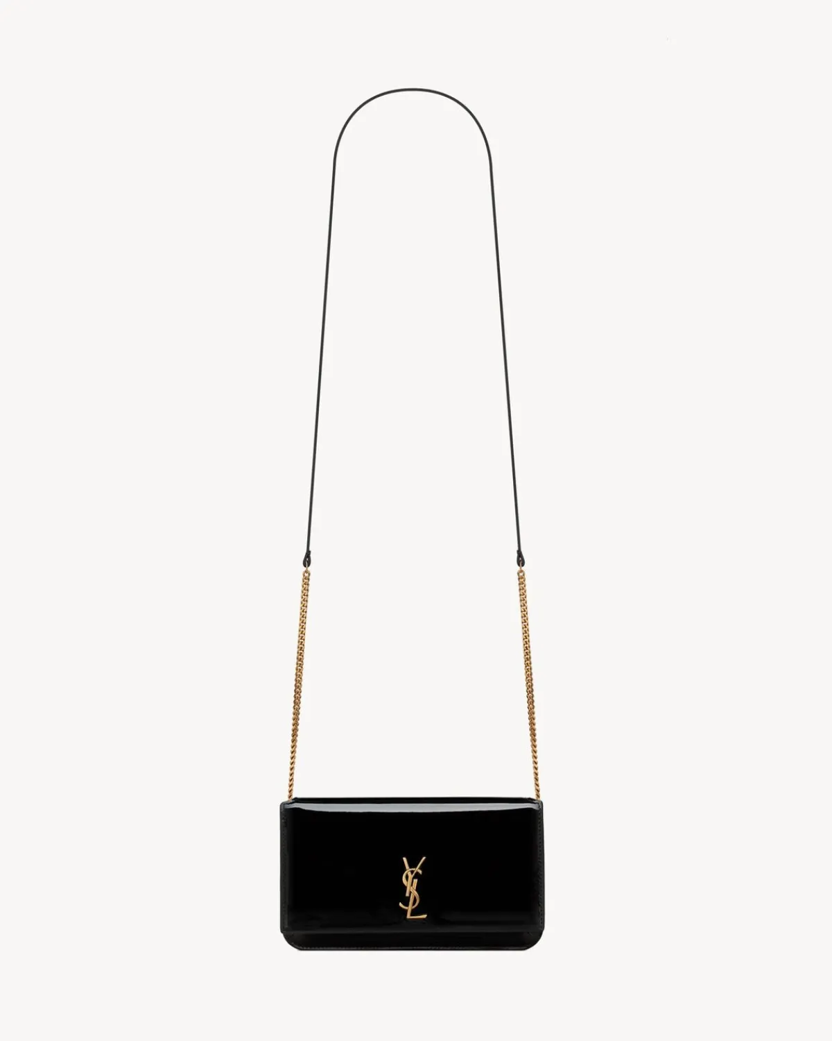 Saint Laurent Crossbody Bags | Wallets-CASSANDRE phone holder IN PATENT LEATHER BLACK