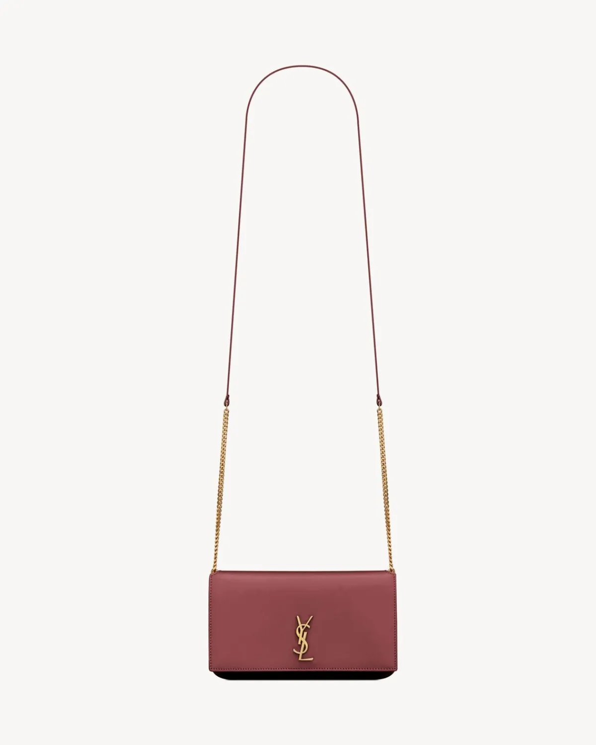 Saint Laurent Crossbody Bags | Wallets-CASSANDRE phone holder in smooth leather ROUGEMERLOT