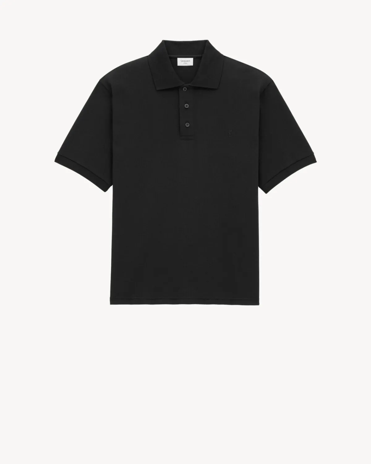 Saint Laurent Jersey-Cassandre Polo Shirt in Piqué BLACK