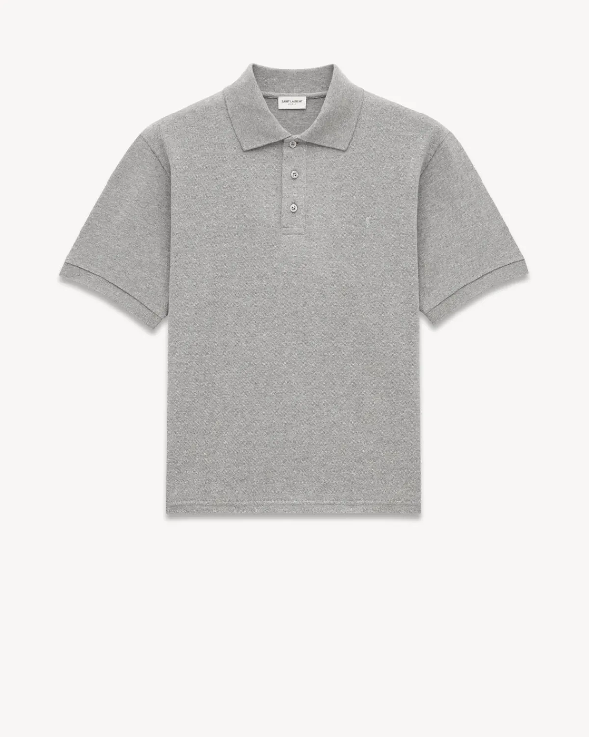 Saint Laurent Jersey-Cassandre Polo Shirt in Piqué GRISCHINE