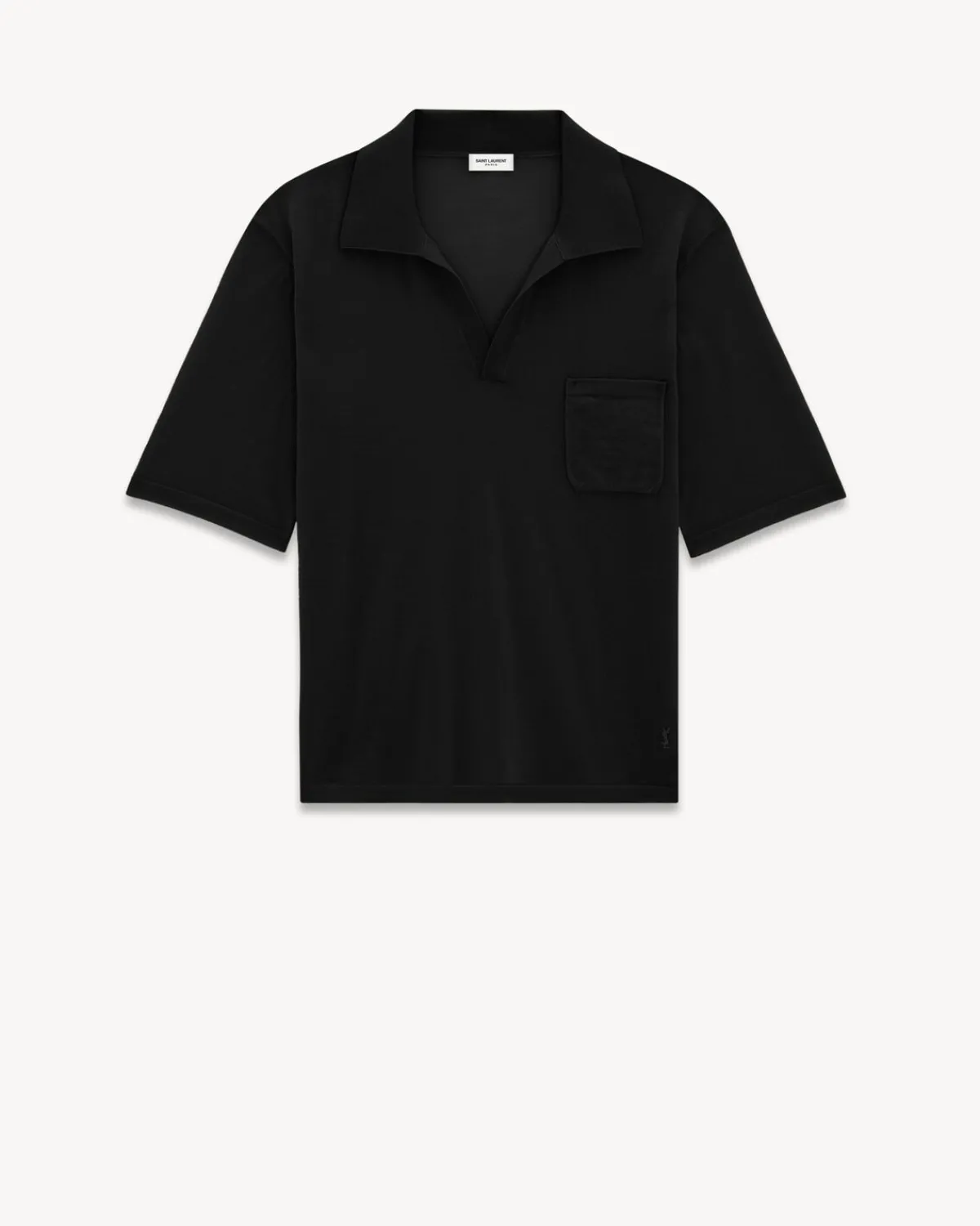 Saint Laurent Knitwear-CASSANDRE polo shirt in wool BLACK