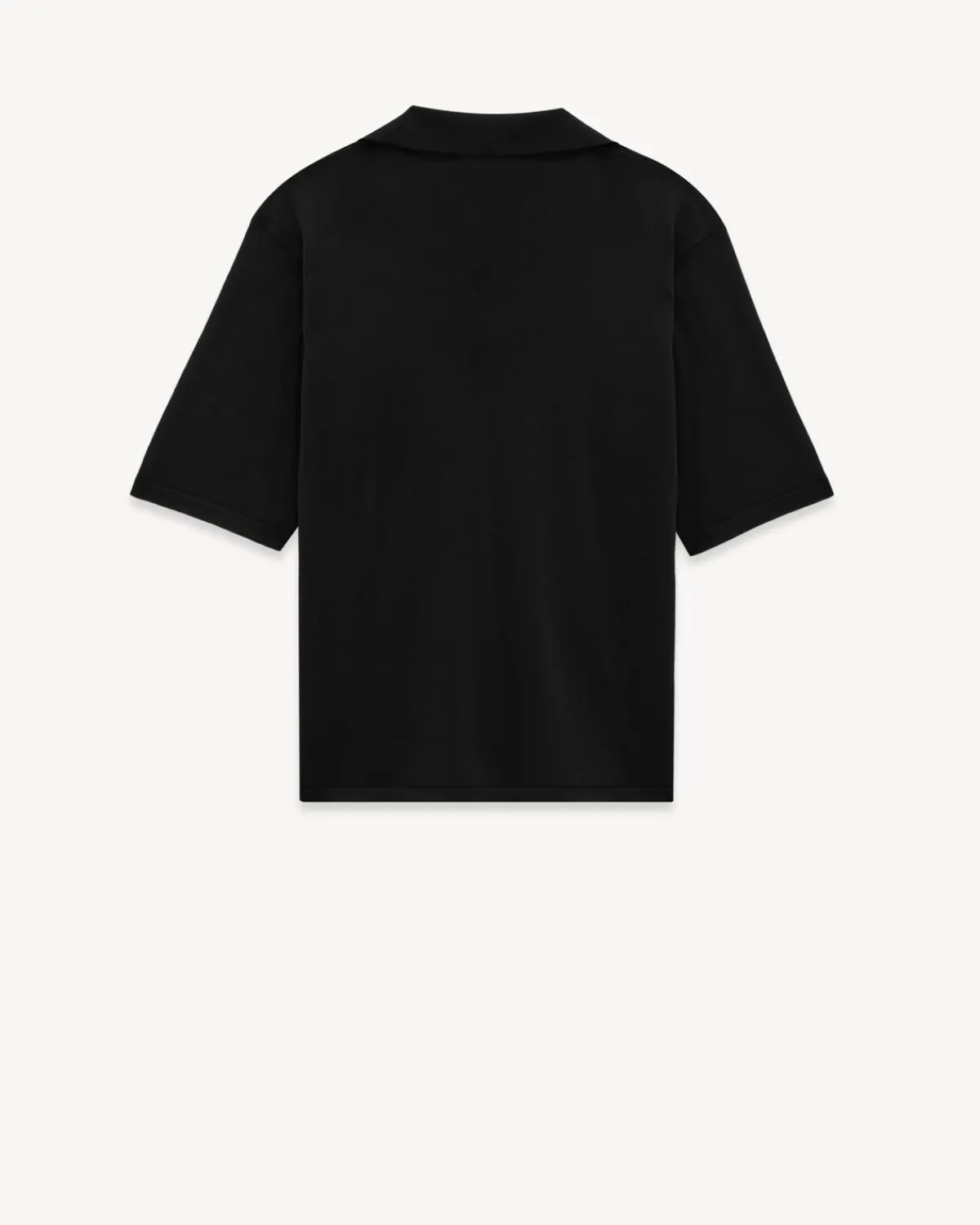 Saint Laurent Knitwear-CASSANDRE polo shirt in wool BLACK