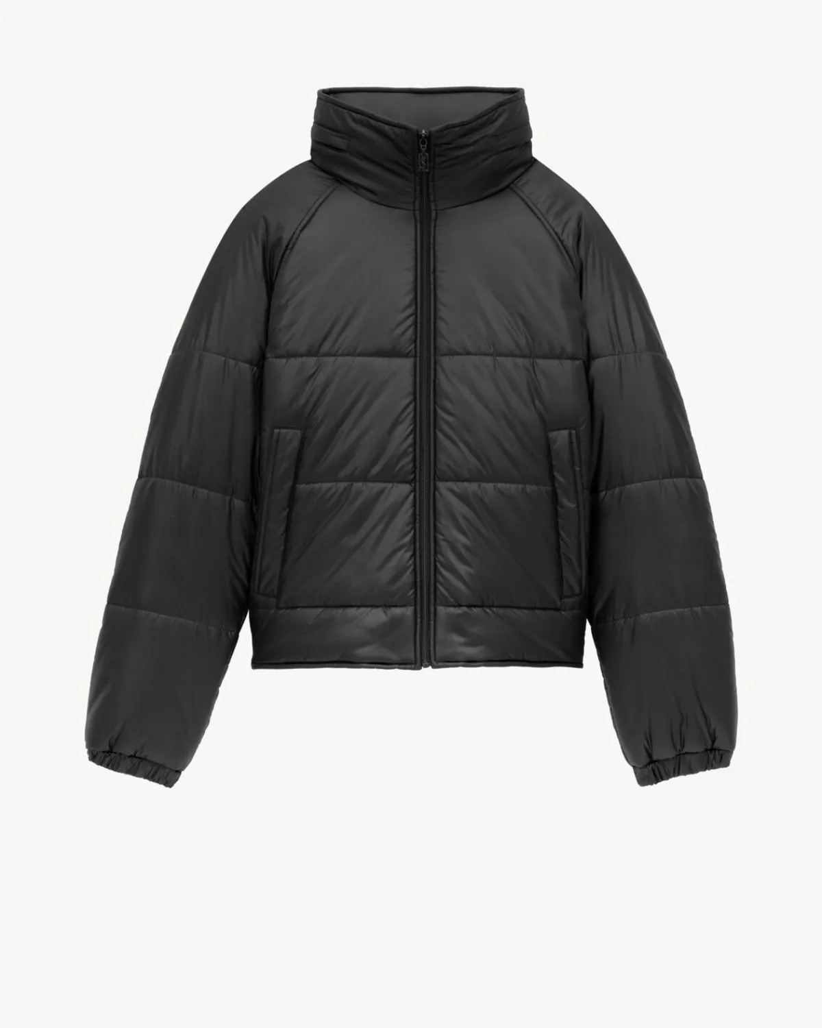 Saint Laurent Outerwear-CASSANDRE puffer jacket in nylon NOIR