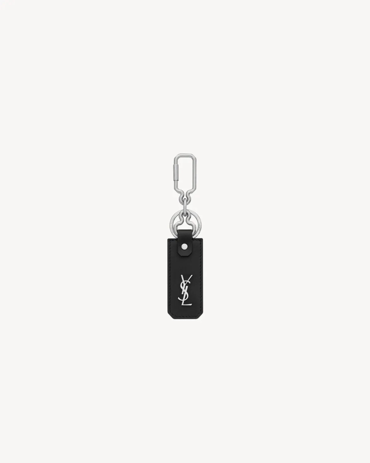 Saint Laurent Cases And Holders-CASSANDRE keyring in leather BLACK