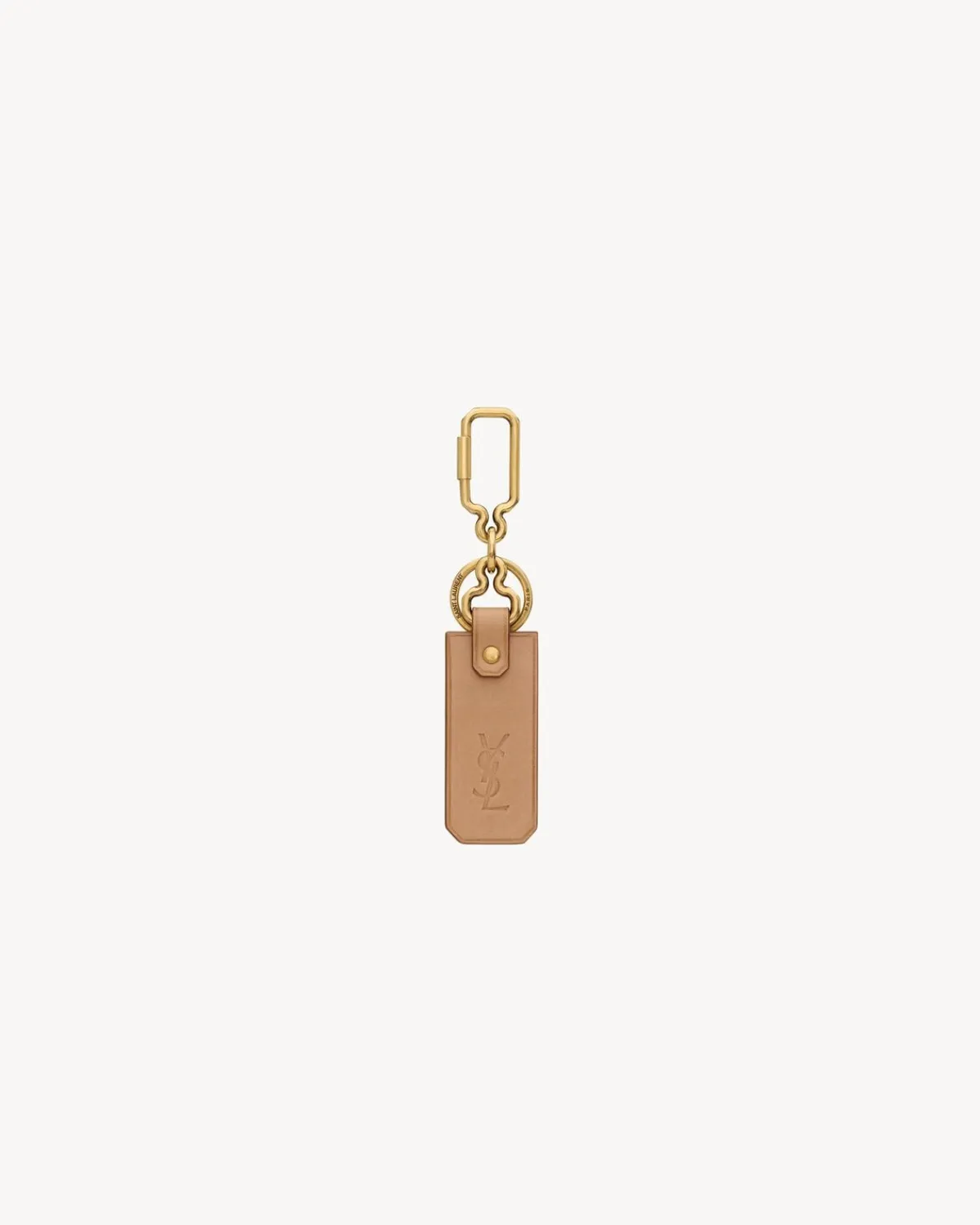 Saint Laurent Cases And Holders-CASSANDRE keyring in leather VINTAGEBROWNGOLD