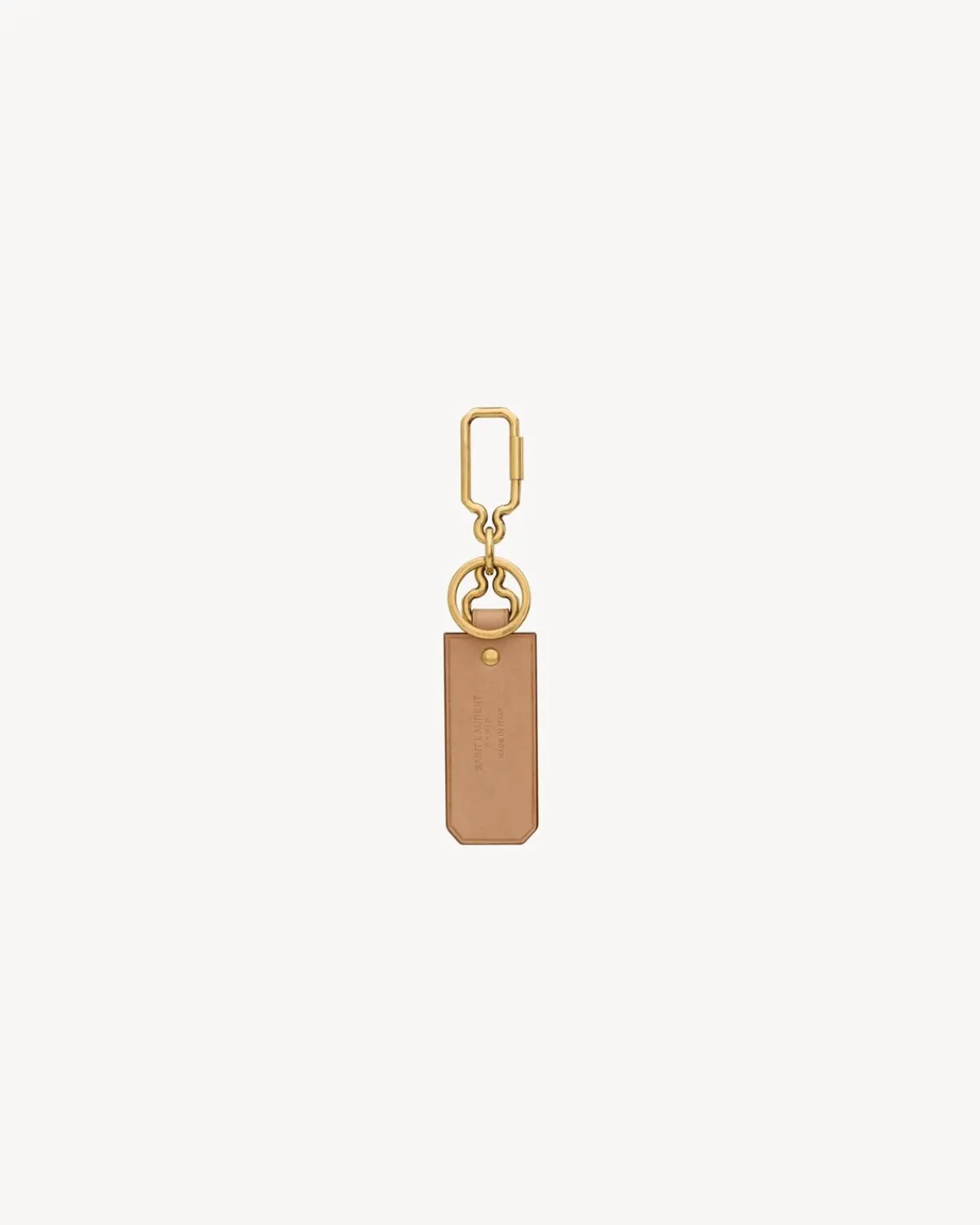 Saint Laurent Cases And Holders-CASSANDRE keyring in leather VINTAGEBROWNGOLD