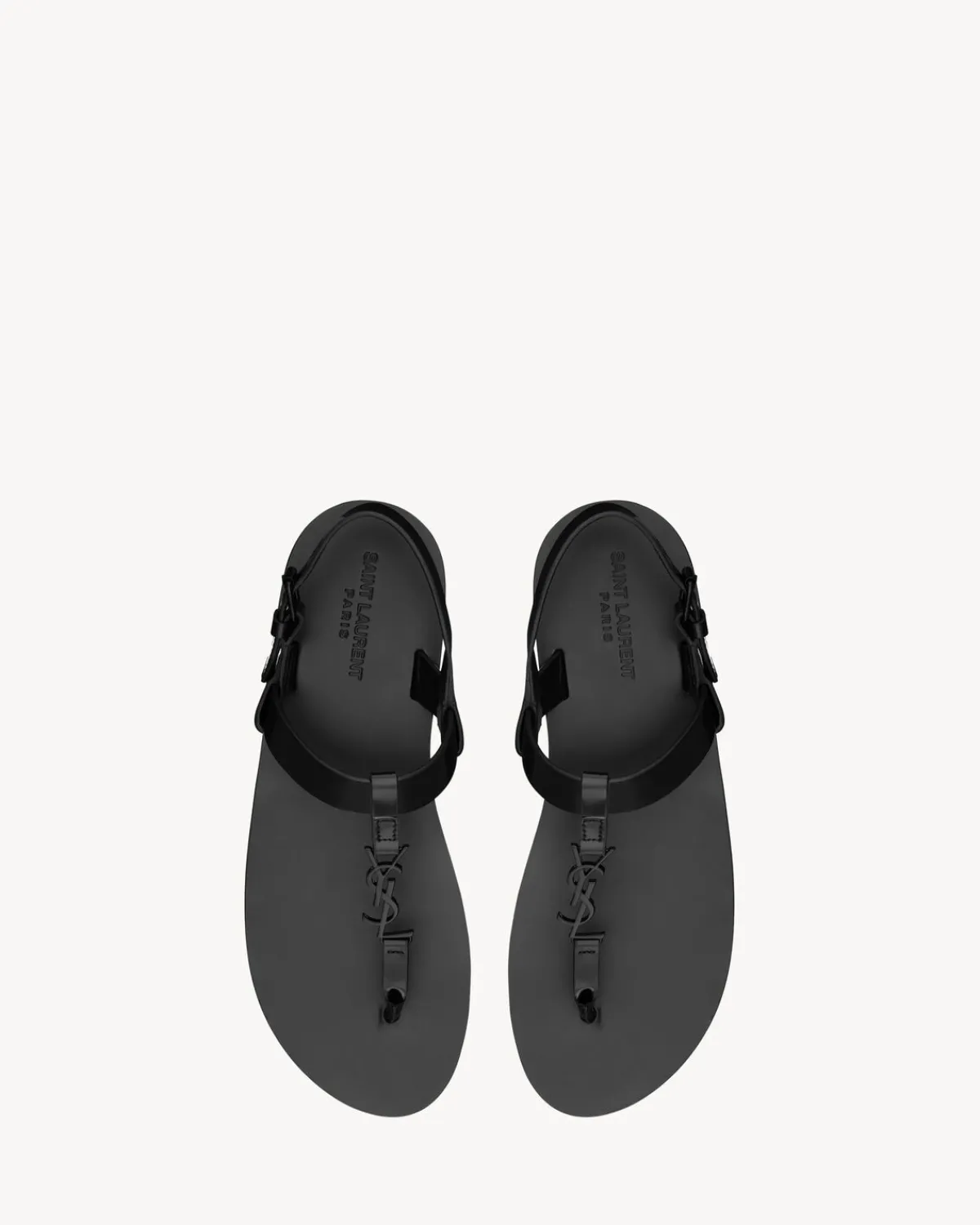 Saint Laurent Sandals-CASSANDRE sandals in glazed leather BLACK