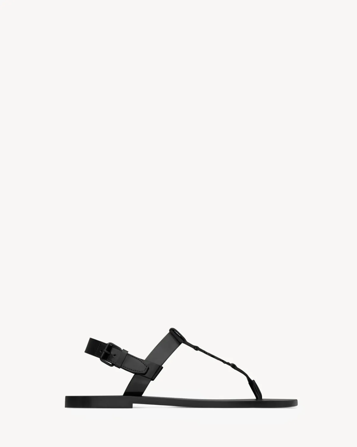 Saint Laurent Sandals-CASSANDRE sandals in glazed leather BLACK