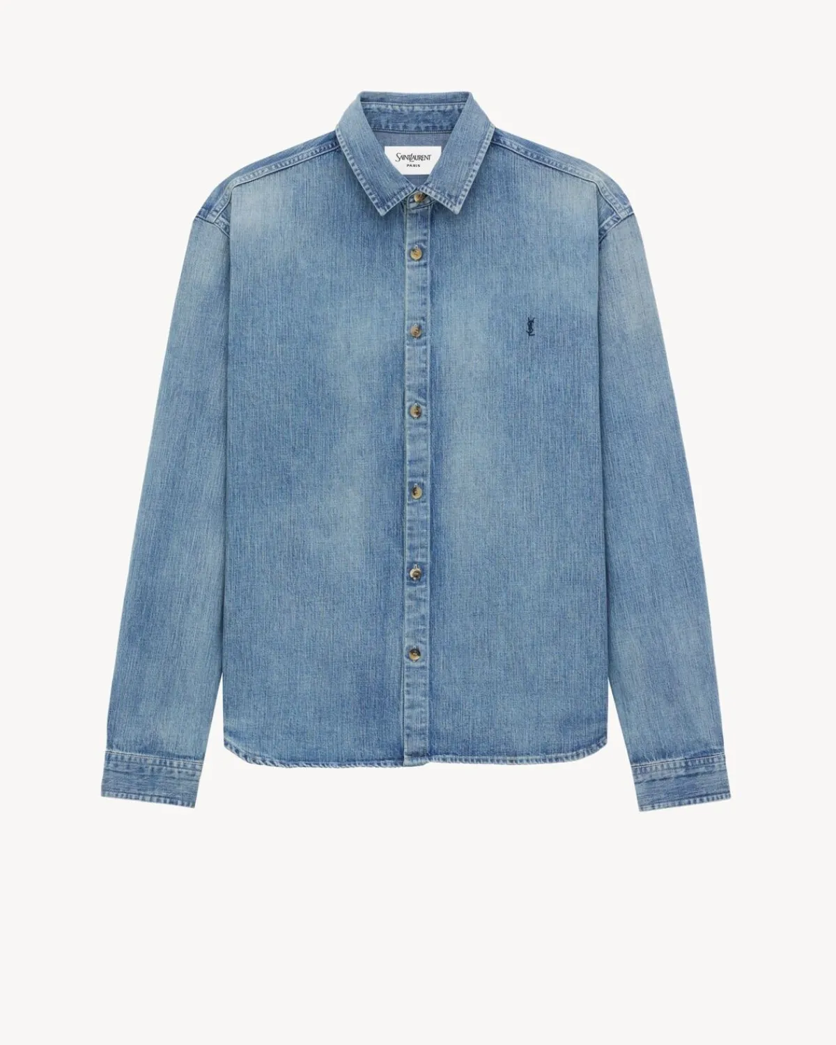 Saint Laurent Denim-CASSANDRE SHIRT IN DAY BLUE DENIM DAYBLUE