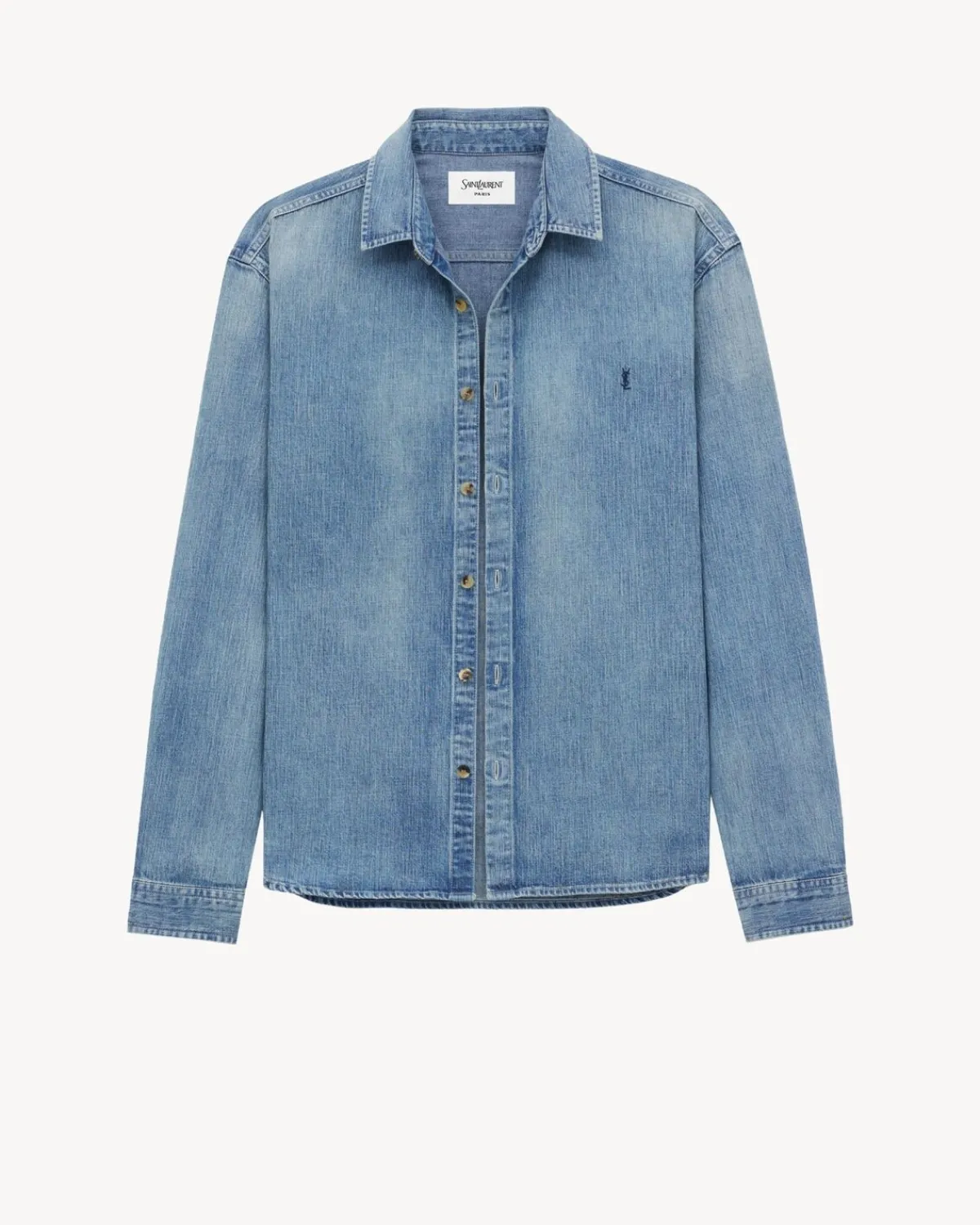 Saint Laurent Denim-CASSANDRE SHIRT IN DAY BLUE DENIM DAYBLUE