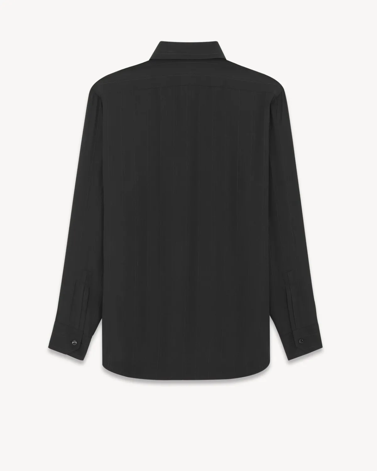 Saint Laurent Shirts-Cassandre Shirt in Matte And Shiny Striped Silk BLACK