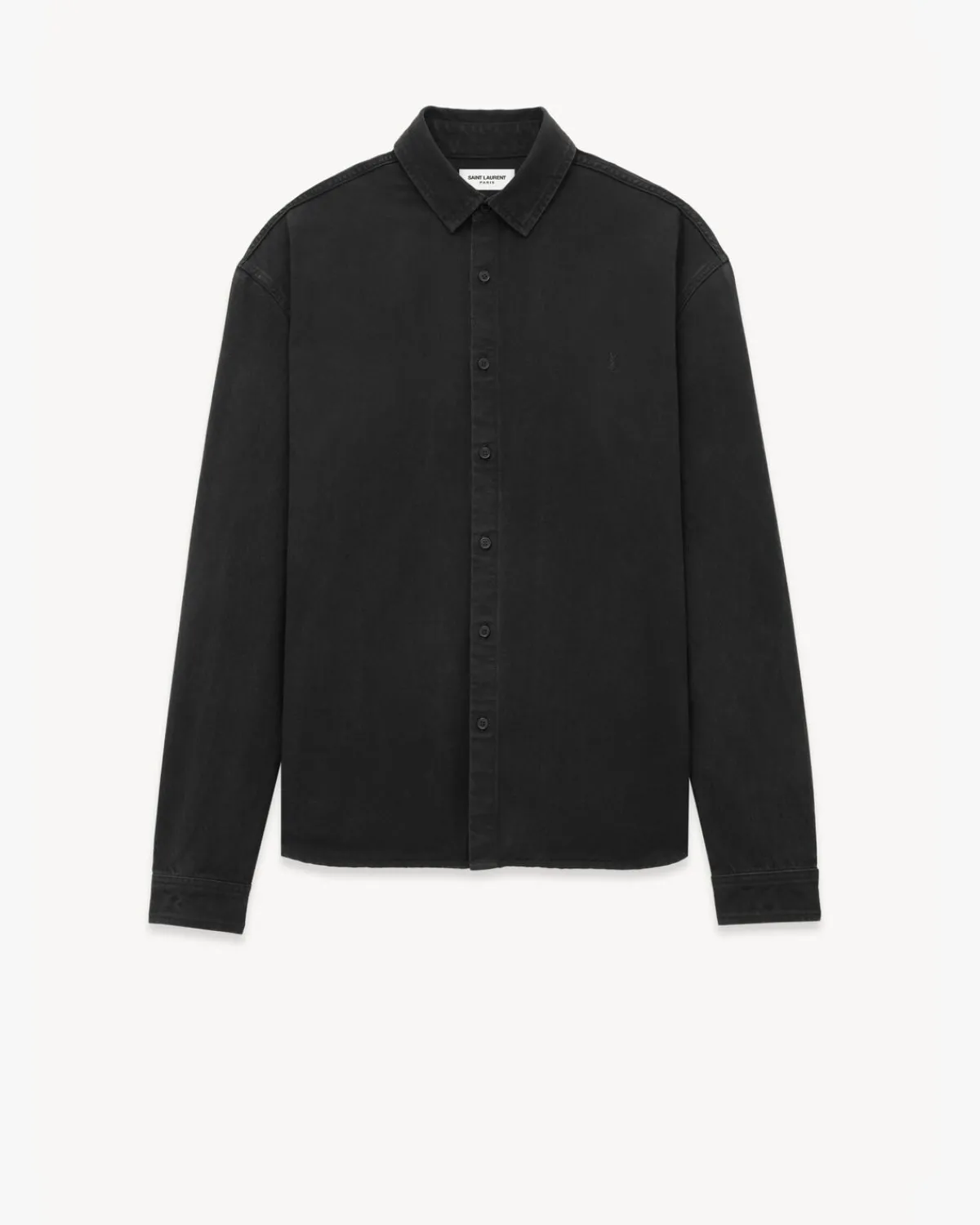 Saint Laurent Denim-Cassandre Shirt in Raven Black Denim RAVENBLACK