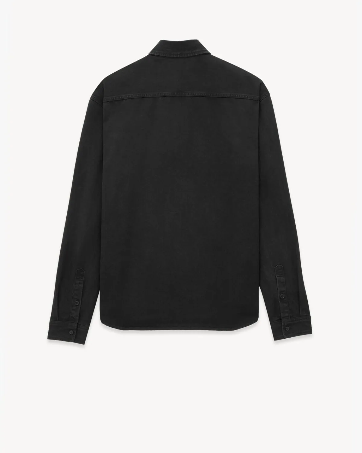 Saint Laurent Denim-Cassandre Shirt in Raven Black Denim RAVENBLACK