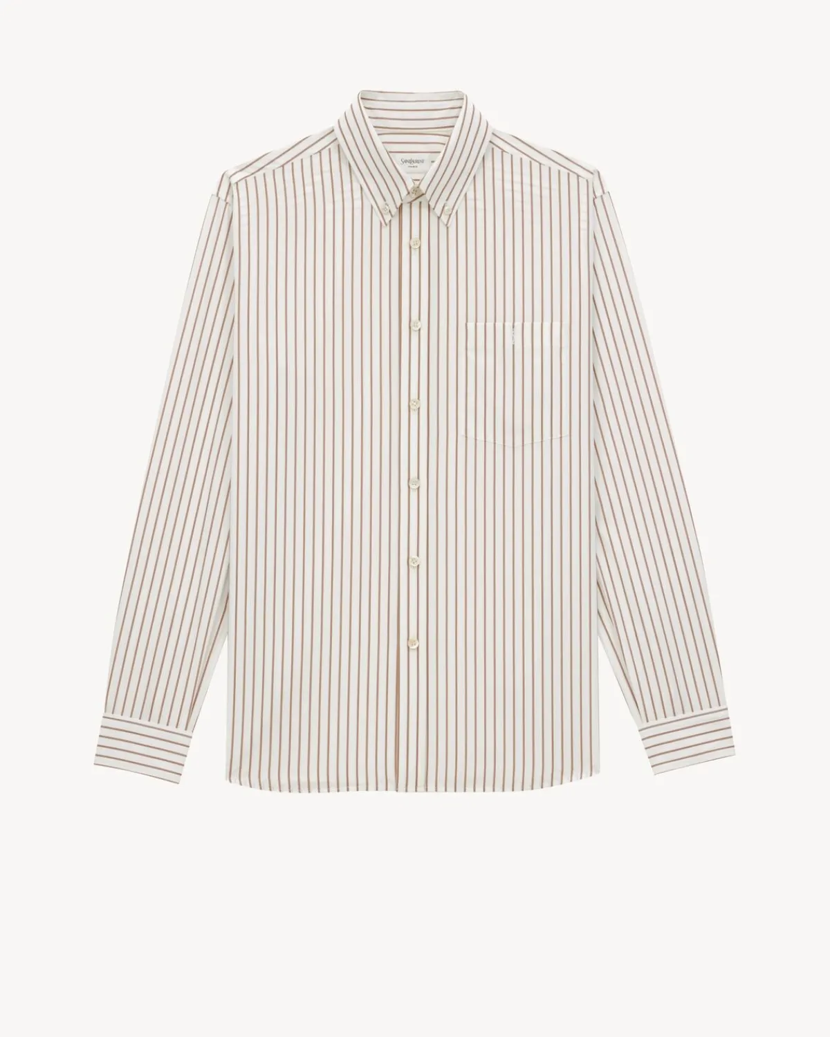 Saint Laurent Shirts And Tops-CASSANDRE shirt in striped cotton poplin BEIGE