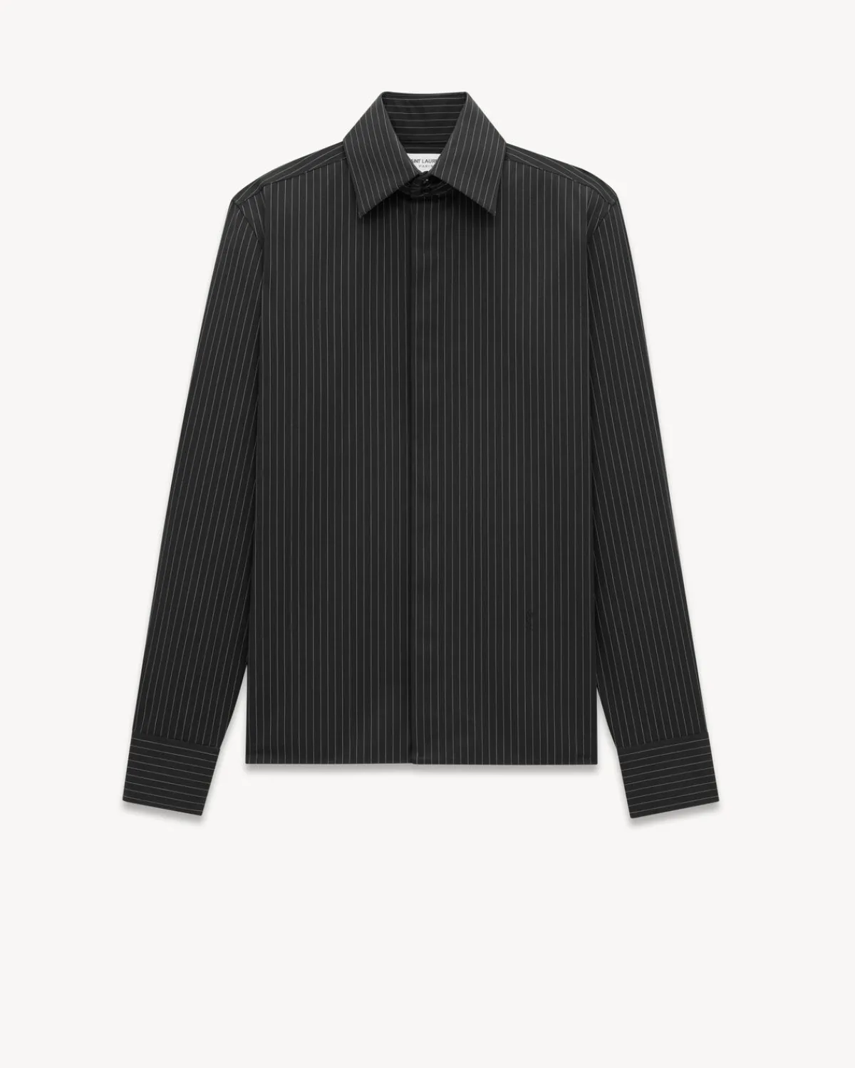 Saint Laurent Shirts-CASSANDRE shirt in striped poplin BLACKCRAIE