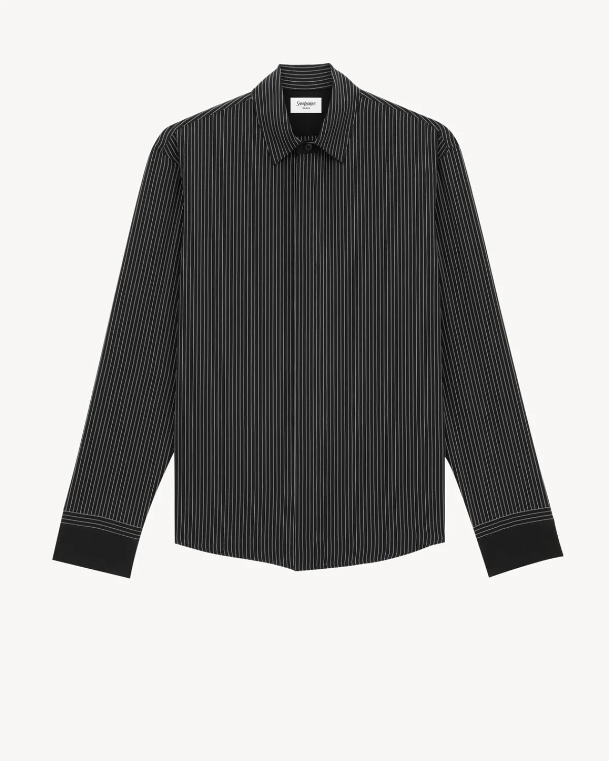 Saint Laurent Shirts-CASSANDRE shirt in striped silk NOIRETCRAIE