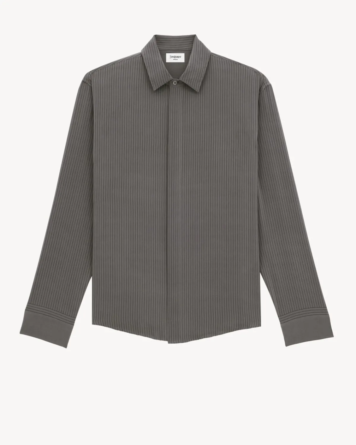 Saint Laurent Shirts-CASSANDRE shirt in striped silk ANTHRACITE