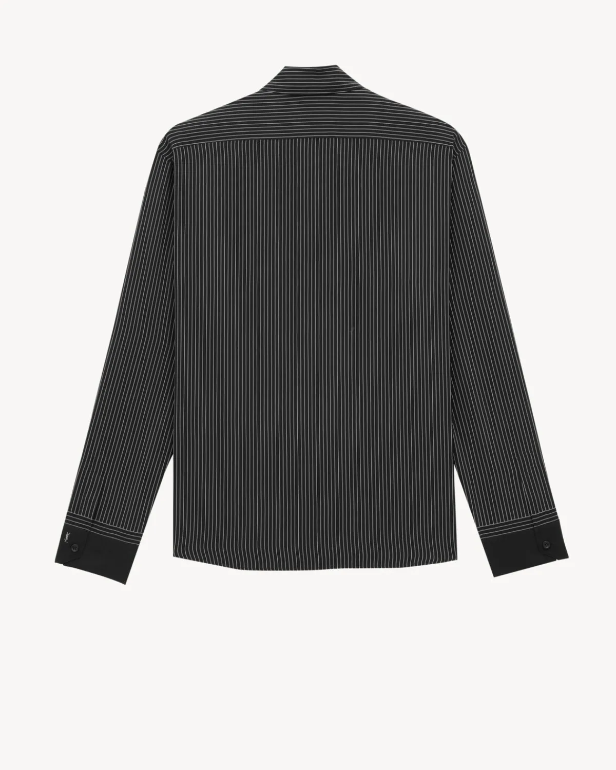 Saint Laurent Shirts-CASSANDRE shirt in striped silk NOIRETCRAIE