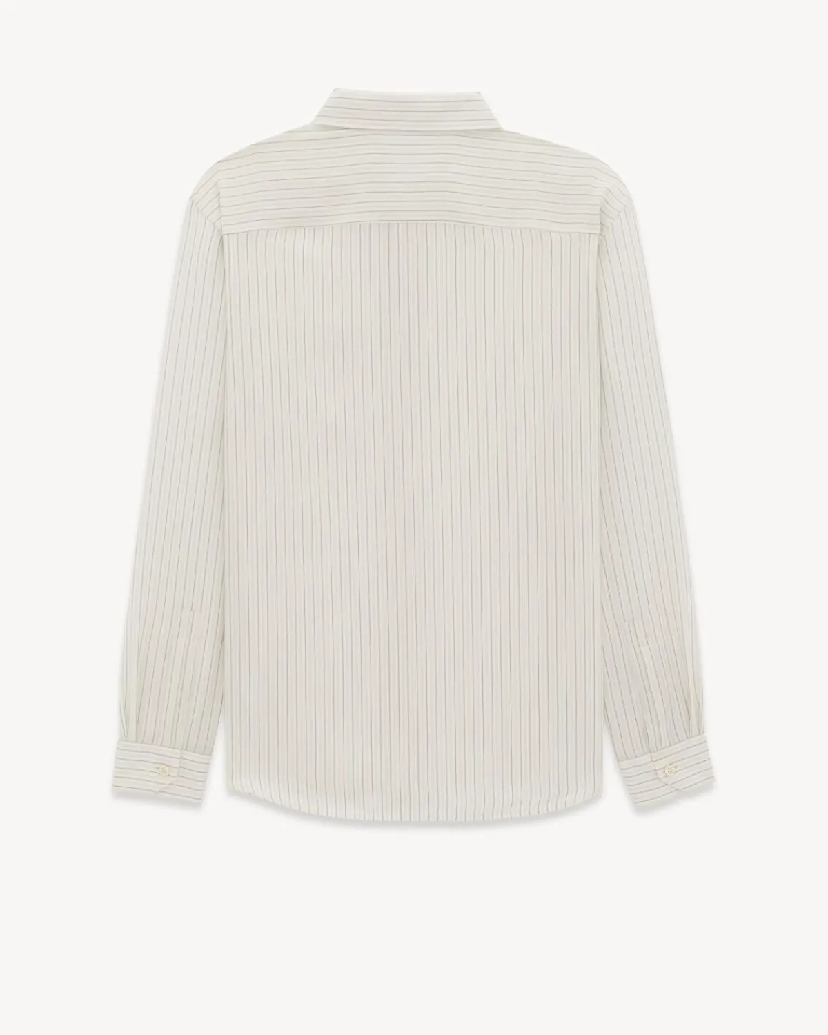 Saint Laurent Shirts-Cassandre Shirt in Striped Silk Satin BEIGEGRISNOIR