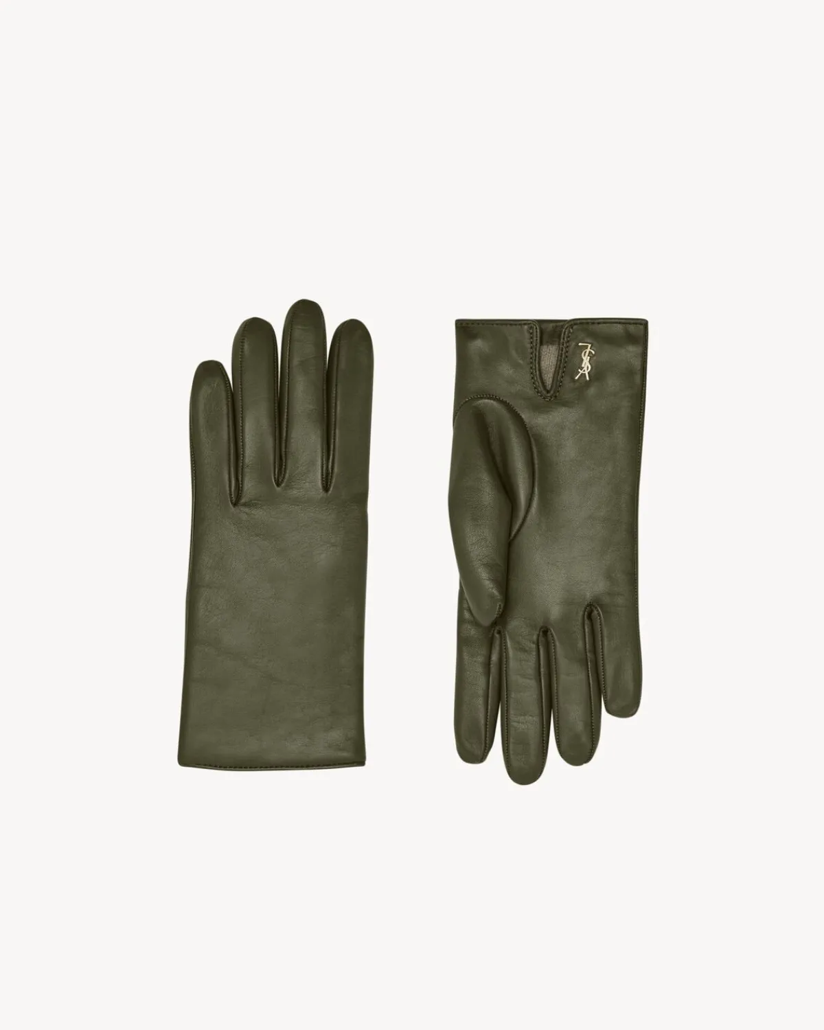 Saint Laurent Hats And Gloves | Other Accessories-CASSANDRE short gloves in lambskin and cashmere KAKIANDGOLD