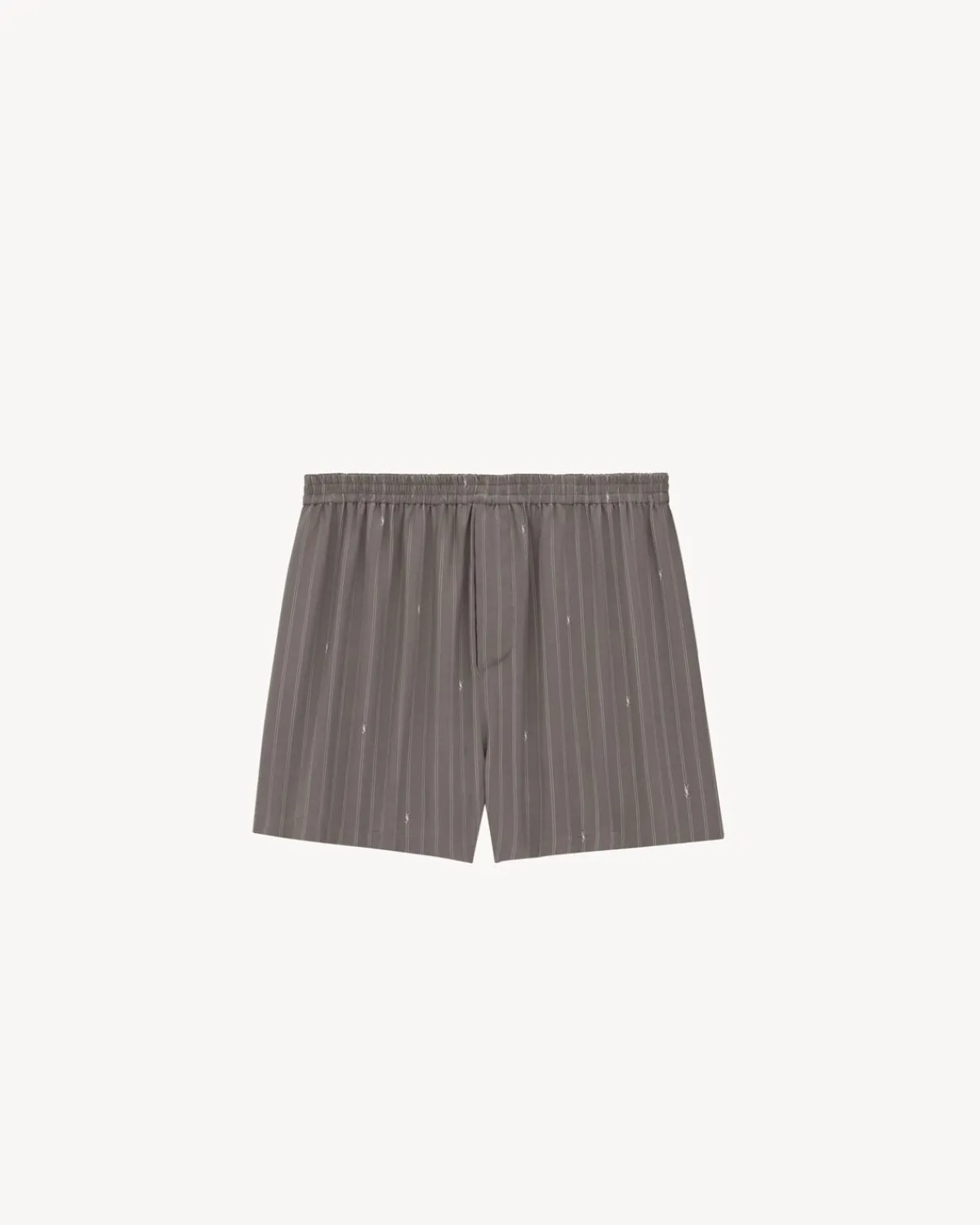 Saint Laurent Jersey-CASSANDRE shorts in striped silk crepe de chine GRIS