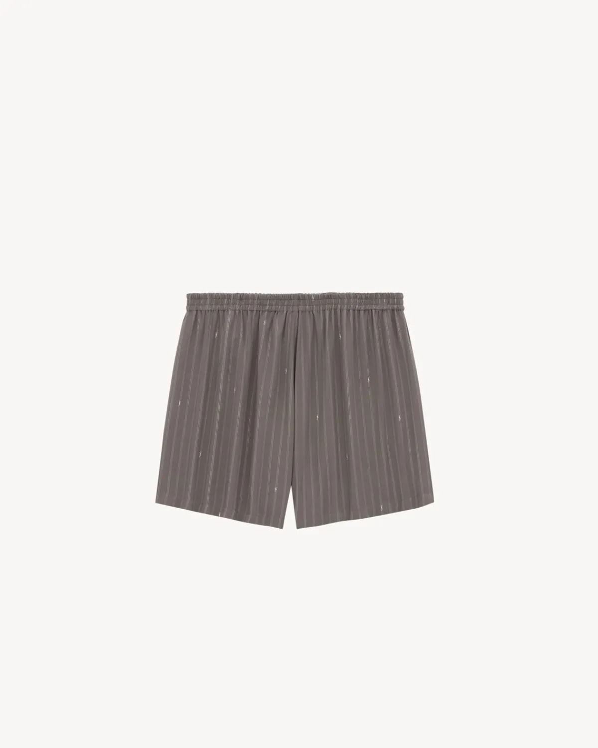 Saint Laurent Jersey-CASSANDRE shorts in striped silk crepe de chine GRIS