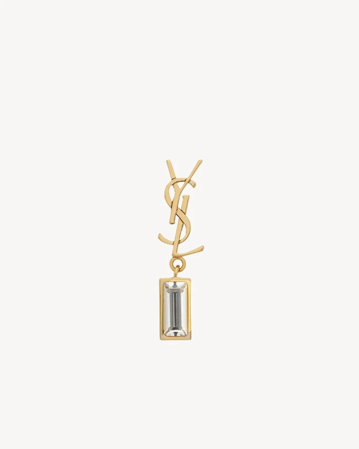 Saint Laurent Earrings And Necklaces-Cassandre single earring in metal and rhinestones CRYSTALANDGOLD