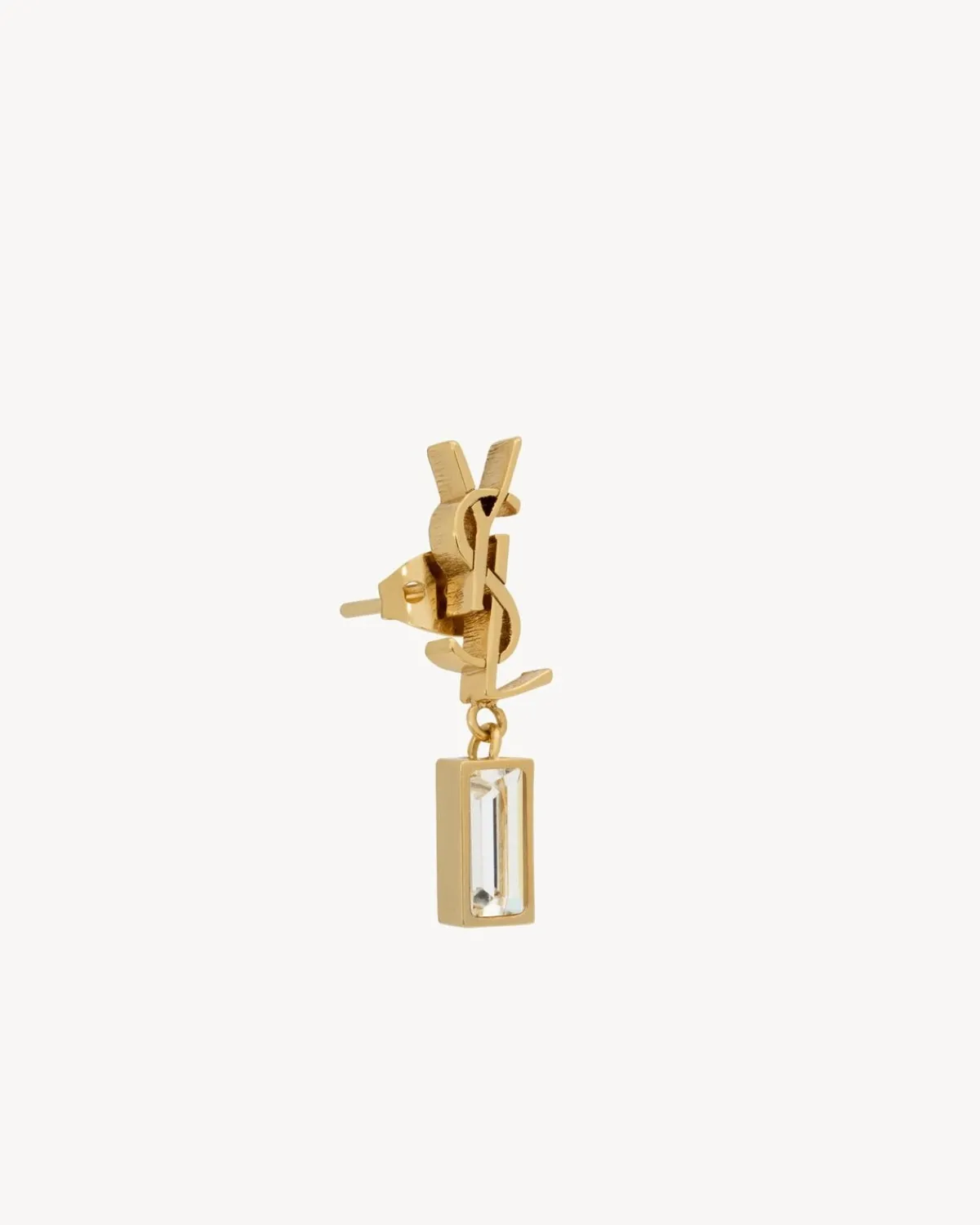 Saint Laurent Earrings And Necklaces-Cassandre single earring in metal and rhinestones CRYSTALANDGOLD