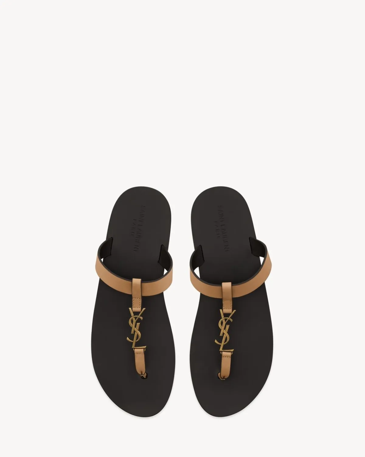 Saint Laurent Sandals-CASSANDRE slides in smooth leather BROWNGOLD