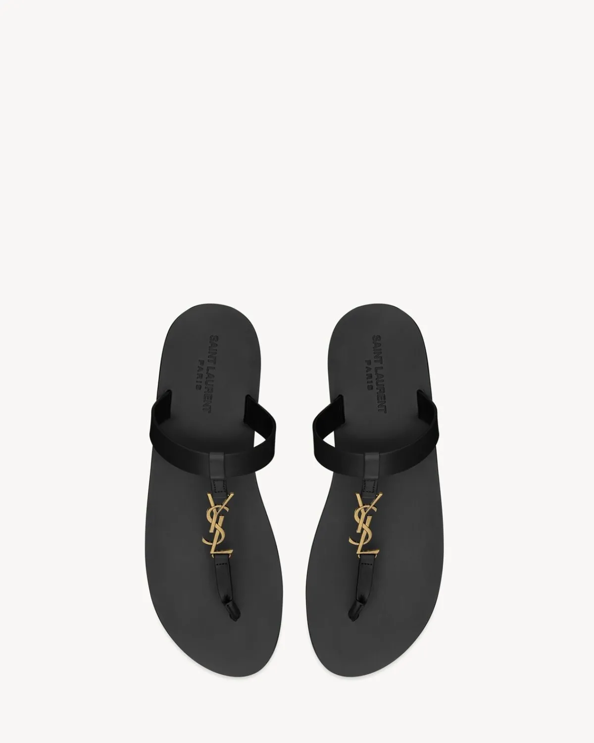 Saint Laurent Sandals-CASSANDRE slides in smooth leather BLACK