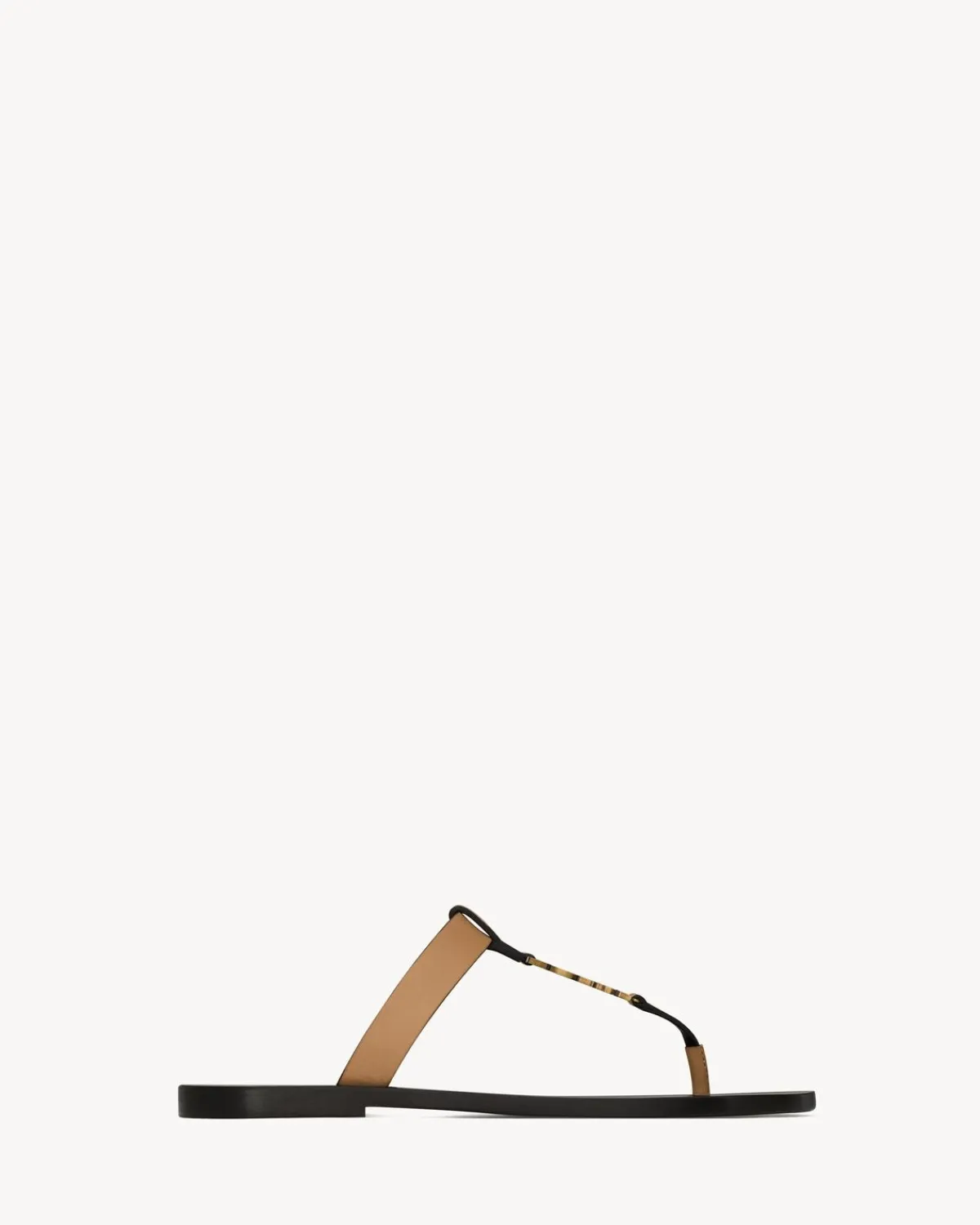 Saint Laurent Sandals-CASSANDRE slides in smooth leather BROWNGOLD