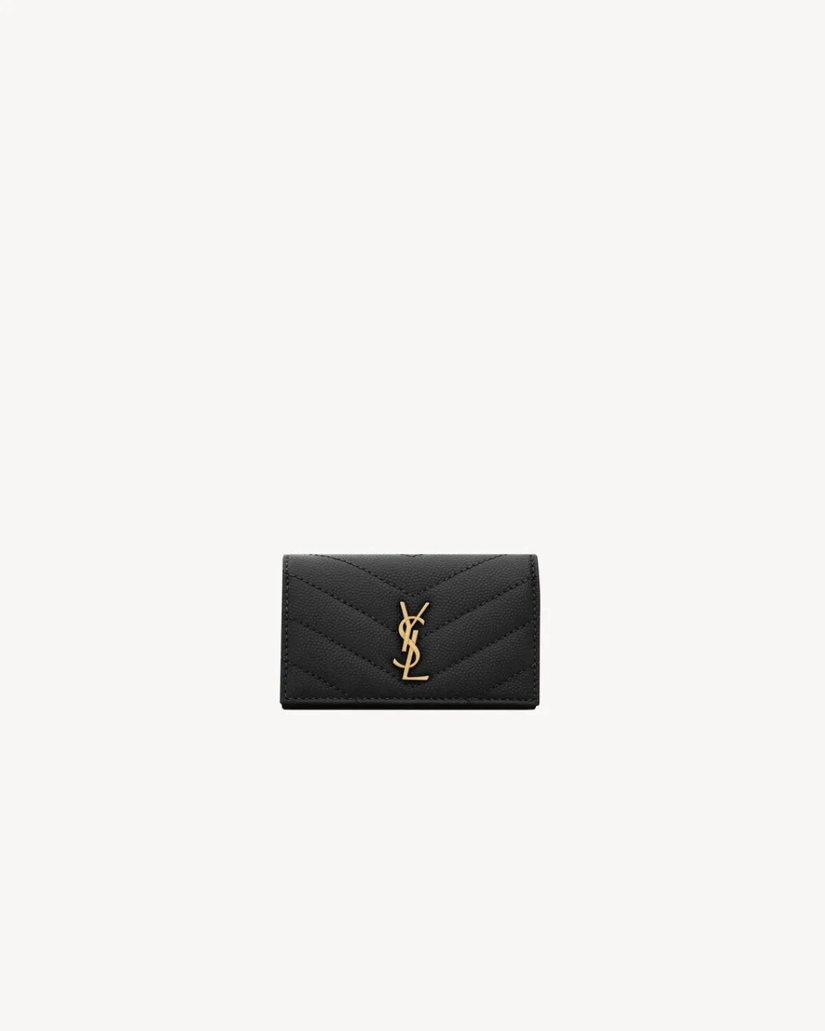 Saint Laurent Cases And Holders-CASSANDRE SLIM KEY CASE IN GRAIN DE POUDRE LEATHER BLACK