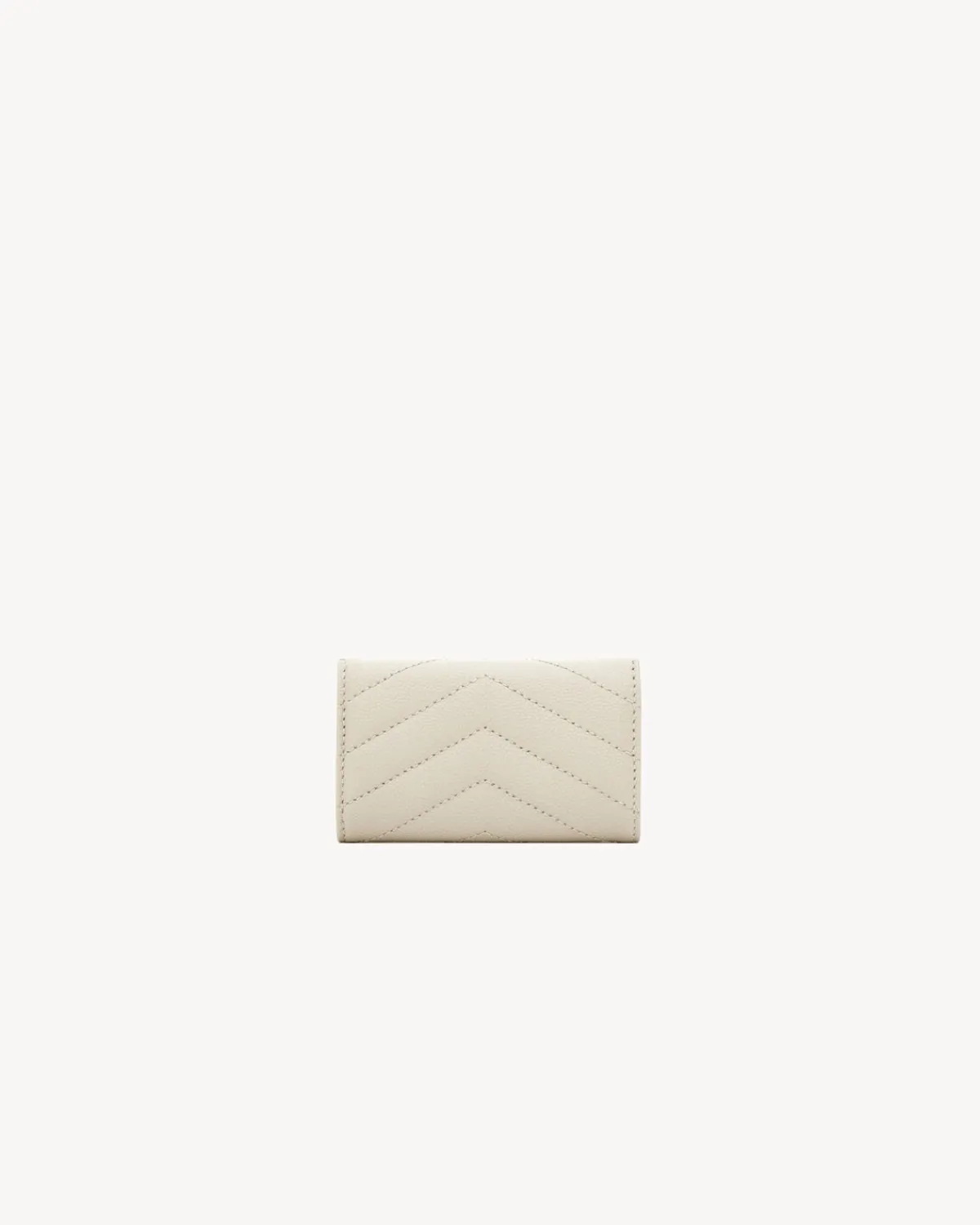 Saint Laurent Cases And Holders-CASSANDRE SLIM KEY CASE IN GRAIN DE POUDRE LEATHER BLANCVINTAGE