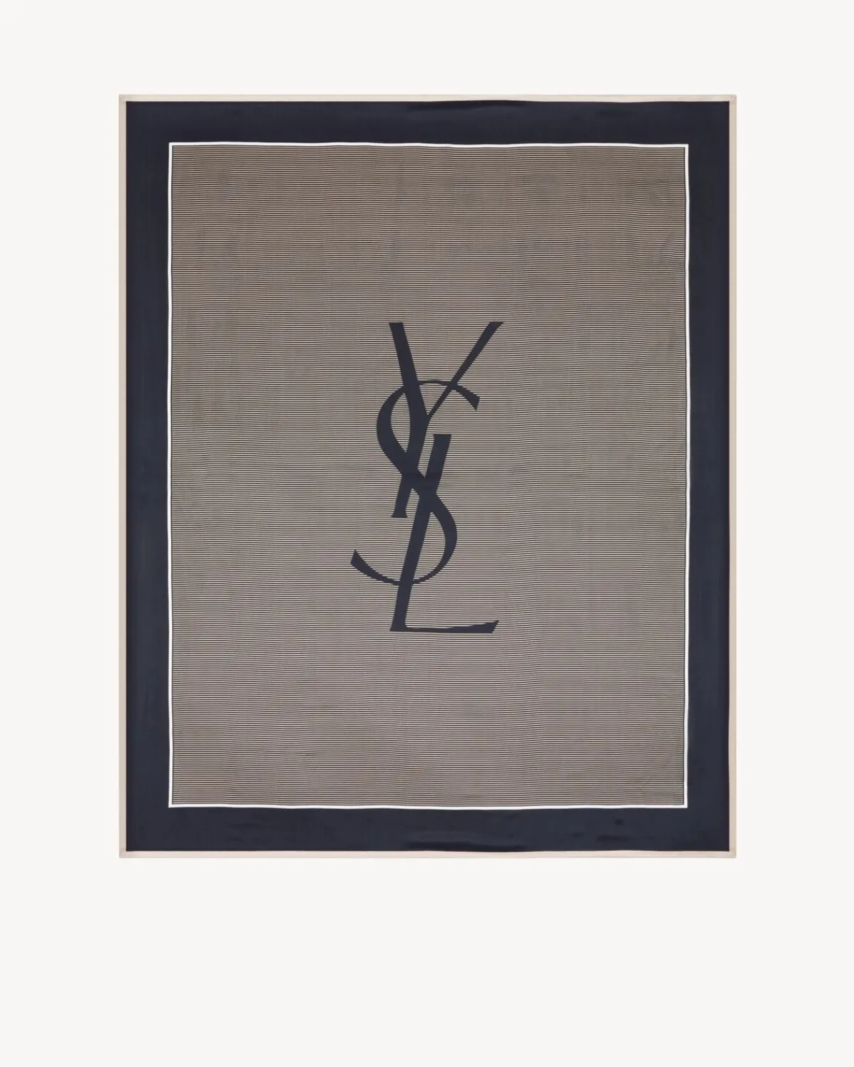 Saint Laurent Other Accessories-CASSANDRE striped stole in silk charmeuse NAVYANDIVORY