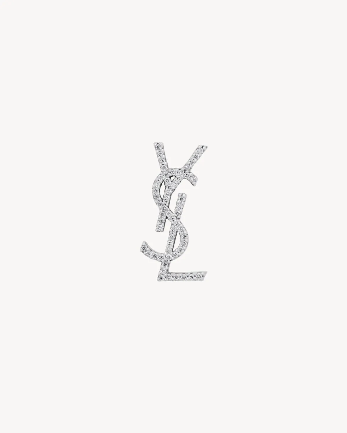 Saint Laurent Fine Jewelry-CASSANDRE stud earring in 18K grey gold and diamonds greyGOLDANDDIAMOND