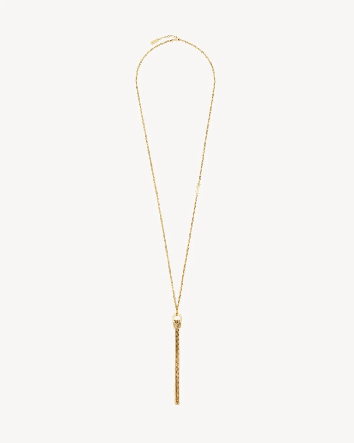 Saint Laurent Earrings And Necklaces-CASSANDRE tassel necklace in metal GOLD