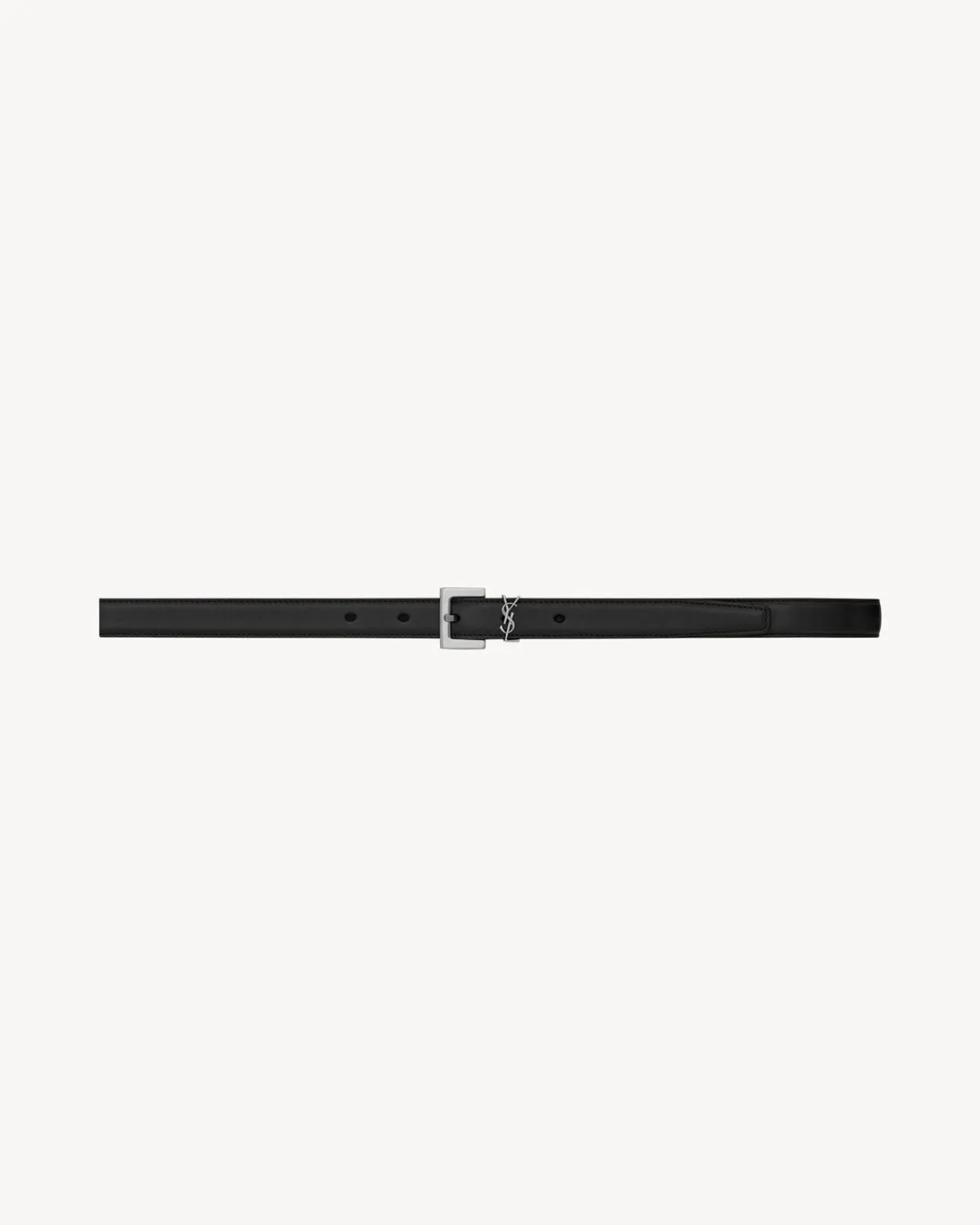 Saint Laurent Belts-CASSANDRE THIN belt with square buckle in smooth leather BLACK